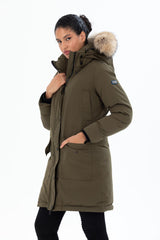 Women's Long Removable Fur Hooded Padded Windproof Water Repellent Inflatable Coat 8645 Gfx8645