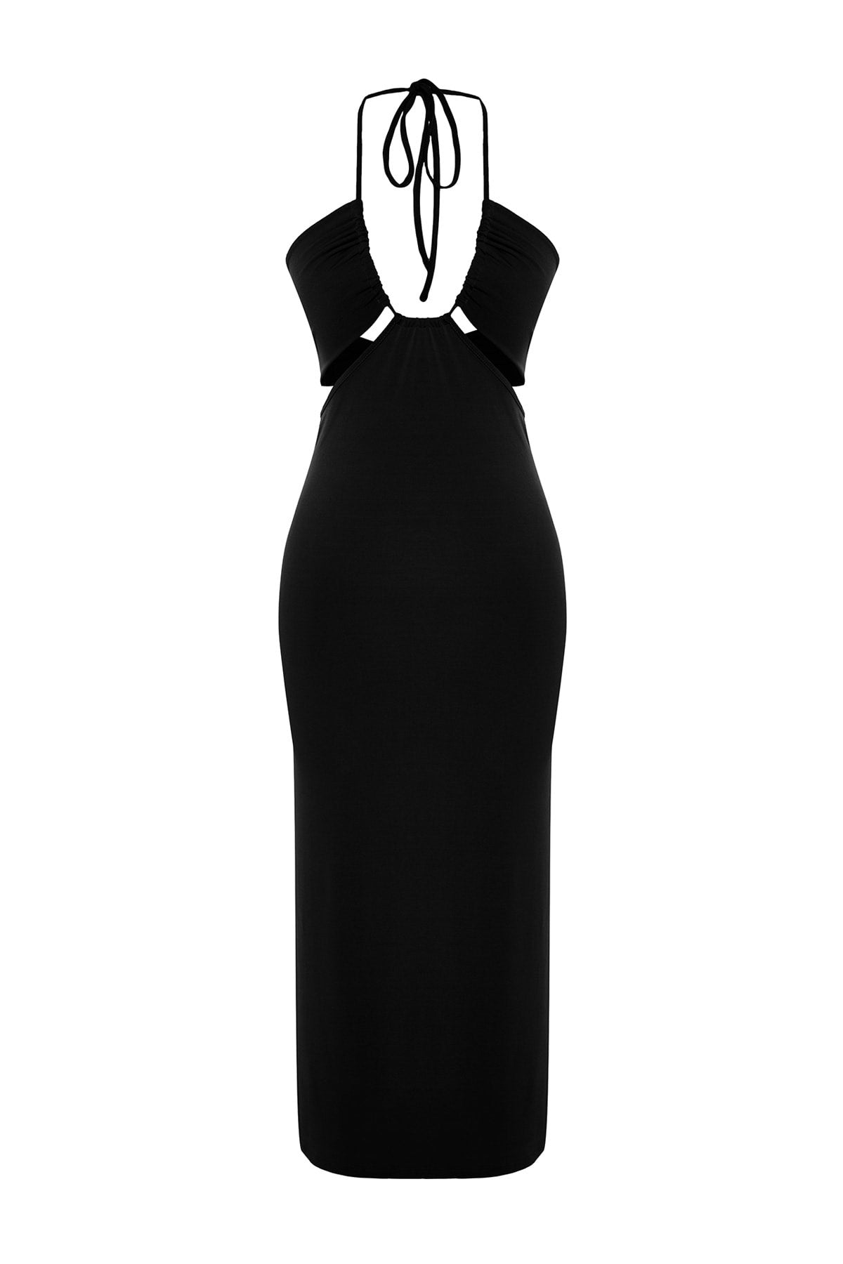 Black Body Fit Maxi Knitted Cut Out/window Beach Dress Tbess23el00122