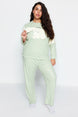 Mint Plush Detailed Knitted Pajama Set Tbbaw24ai00050