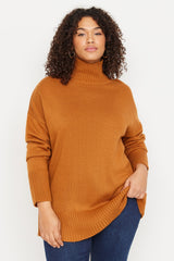 Red Turtleneck Low Shoulder Knitwear Sweater Tbbaw23an00136