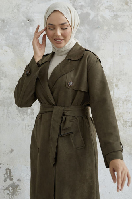 Scuba Suede Trench With Minka Belt - Taba Ms00an0011