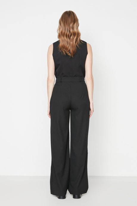 Black Wide Leg Wide Leg Woven Pants Twoaw22pl0263