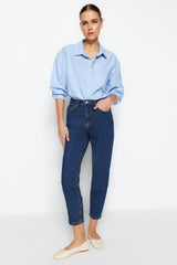 Blue High Waist Mom Jeans Twoss20je0108