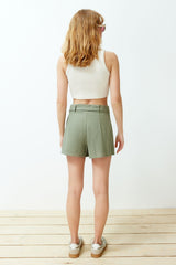 Khaki Belted Woven Shorts Skirt Twoss24sr00135