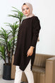 Brown Crew Neck Slit Knitwear Tunic Imj002479