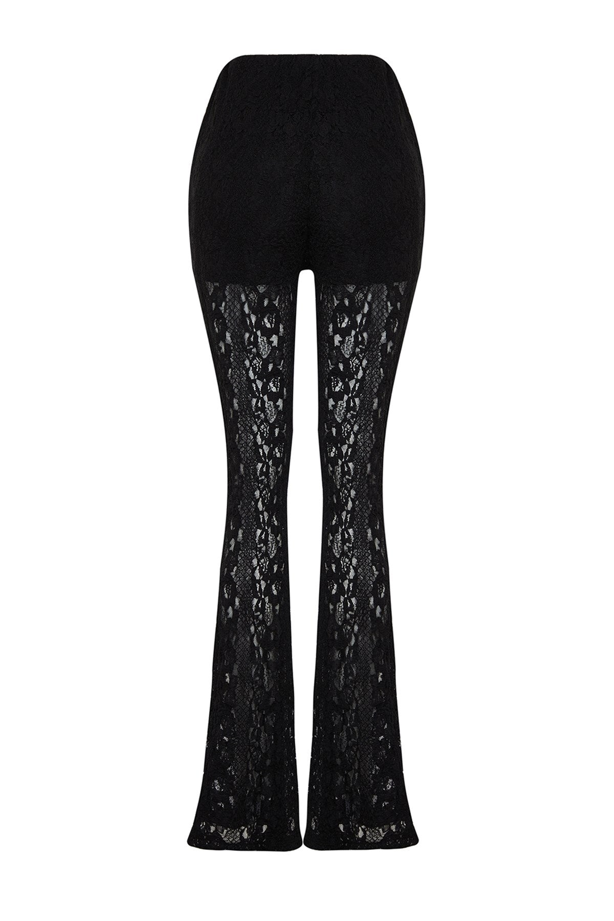 Black Lace Flare/spanish Leg Stretch Knit Pants Twoss24pl00095