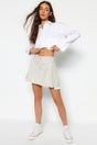 Beige Visible Pocket Bagged Woven Shorts Skirt Twoss23sr00324