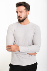 Plain Black Slim Fit Crew Neck Long Sleeve Mens T-shirt 36801.23k