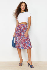 Animal Print Midi Woven Skirt With Multicolor End Flounce Viscose Fabric Twoss19fg0026