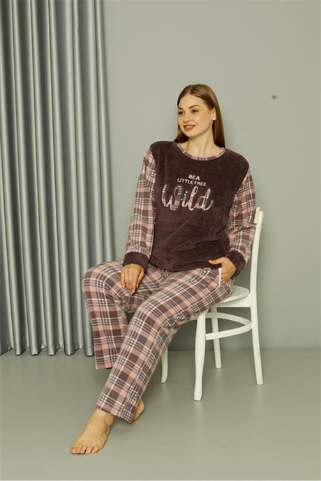 Welsoft Fleece Women Plus Size Powder Pajama Set 808040