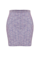 Purple Zipper And Slit Tweed Regular Waist Mini Knit Skirt Twoaw24et00146