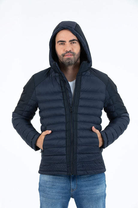 Men's Short Removable Hooded Padded Water Repellent Classic Inflatable Coat 9710 Gfx9710