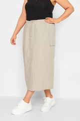 Plus Size Midi Length Cargo Skirt 302038 Byk-23y-302036