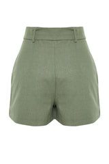 Khaki Belted Woven Shorts Skirt Twoss24sr00135