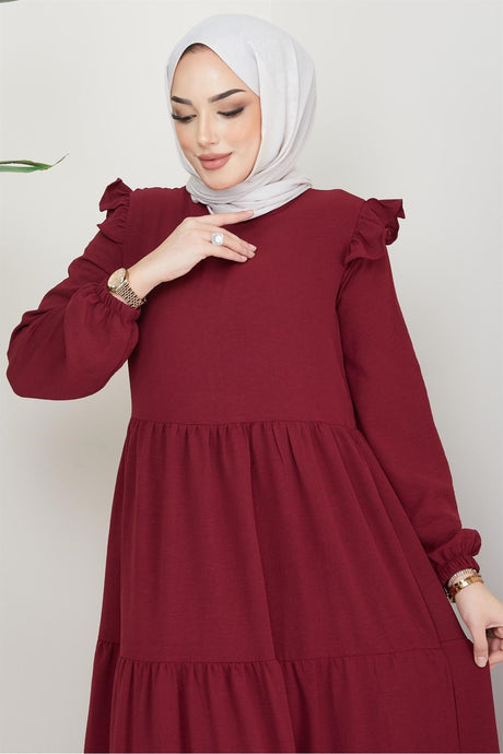 Shoulder Ruffle Ayrobin Hijab Dress Black 2062