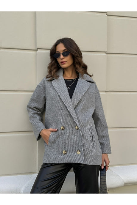 Gray Diagonal Coat 9340