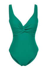 Black V Neck Knotted Regular Swimsuit Tbess24ma00014