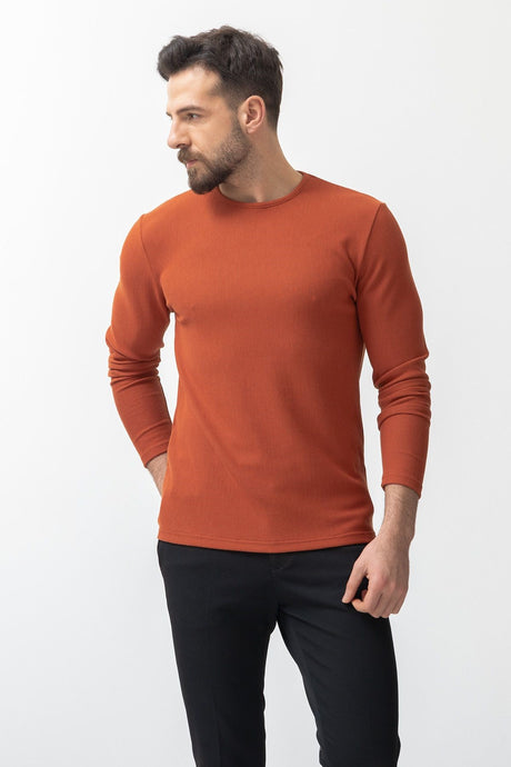 Anthracite Color Slim Fit Long Sleeve Crew Neck Men's T-shirt 36679.21k