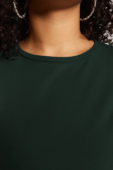 Emerald Green Basic Knitted Crew Neck T-shirt Tbbss22ts0733