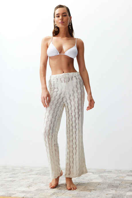 Bridal White Knitted Knitwear Look Pants Tbess24pl00001