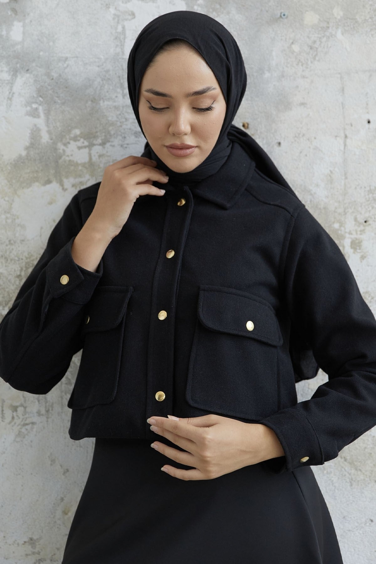 Liesa Cache Jacket With Cover Pockets - Black Ms00an1093