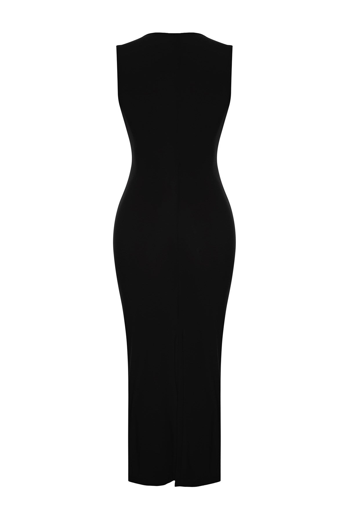 Black Body Sitting Draped Elegant Evening Dress Tprss24el00161