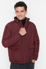 Burgundy Men's Regular Fit Inflatable Winter Coat Tmnaw22mo0090