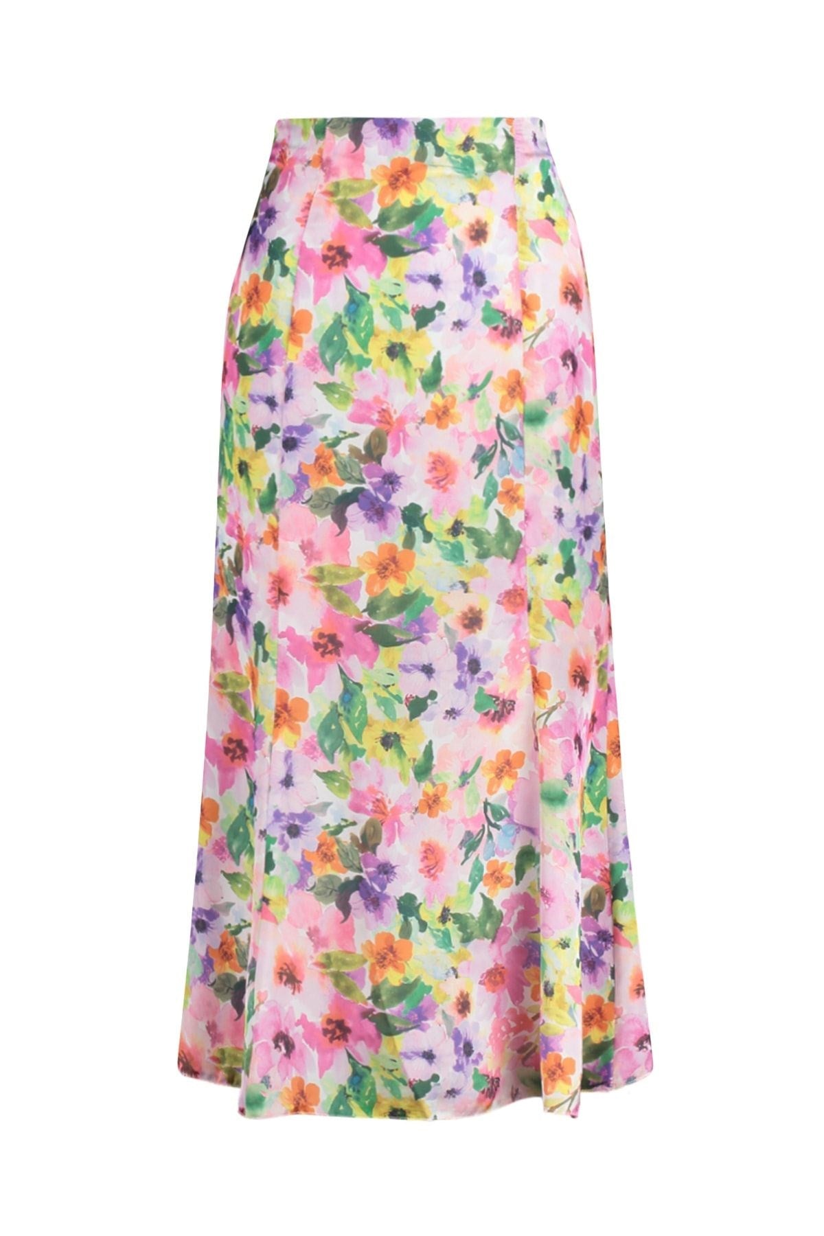 Multicolor Floral Pattern Maxi Length Woven Skirt Twoss23et00124