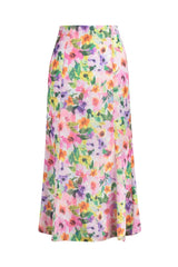 Multicolor Floral Pattern Maxi Length Woven Skirt Twoss23et00124