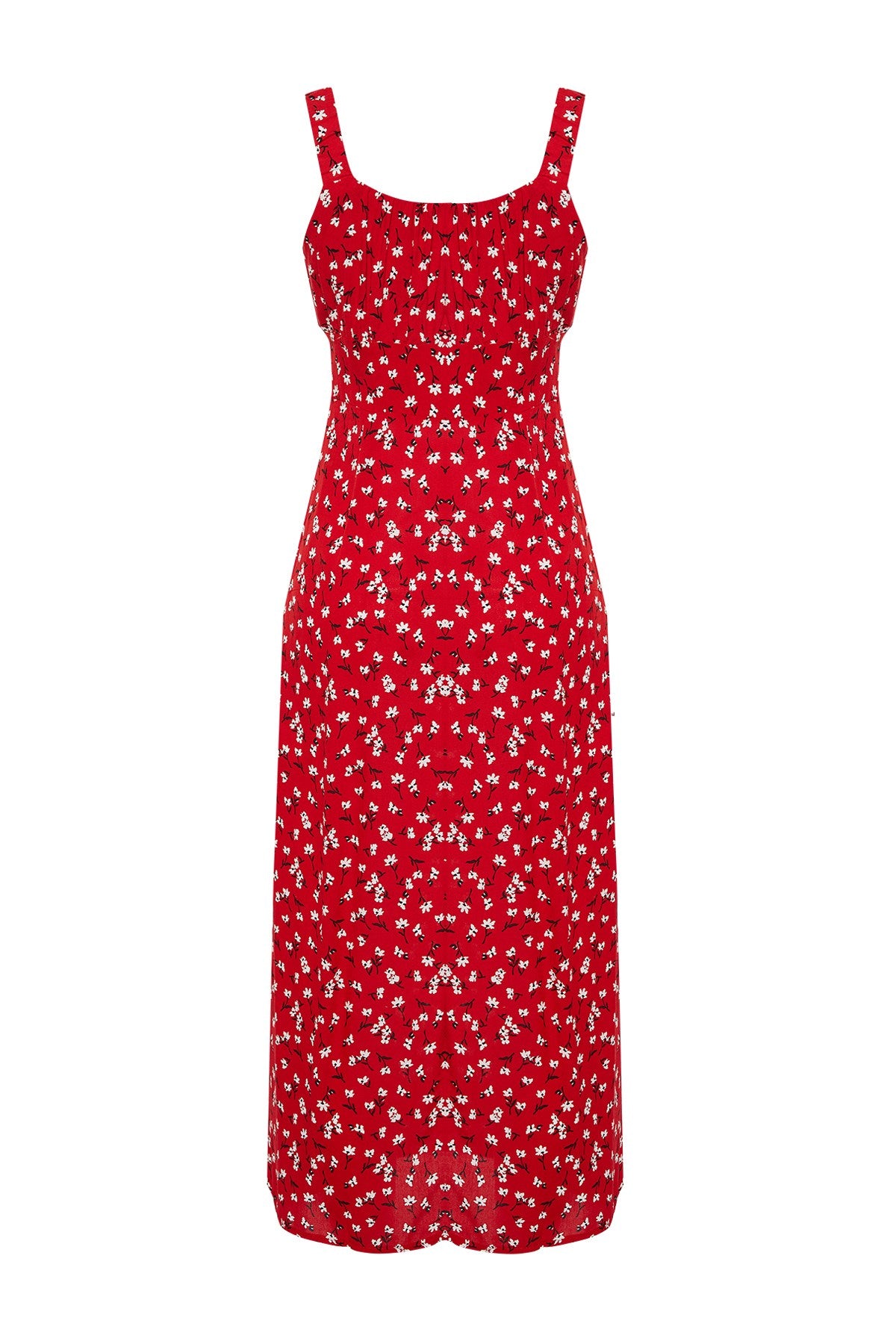 Red Floral Viscose Maxi Woven Dress Twoss24el00613