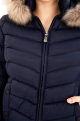 Women's Short Removable Fur Hooded Padded Water Repellent Inflatable Coat 8637 Gfx8637