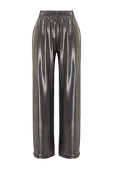 Anthracite Foil Printed Wide Leg/wide Cut Flexible Knit Pants Twoss24pl00031