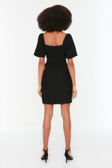 Black A Cut Back Gown Mini Woven Dress Twoss22el2401