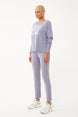 Women's Grey Melange Narrow Leg Organic Cotton Sports Tracksuit Bottoms 0667 Tb23wy05s0667-1