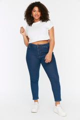 Dark Blue High Waist Flexible Skinny Jeans Tbbss22je0189