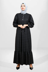 5558 Plaid Black Burkini Dress T24elbk5558