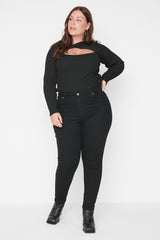 Black High Waist Skinny Jeans Tbbaw23cj00012