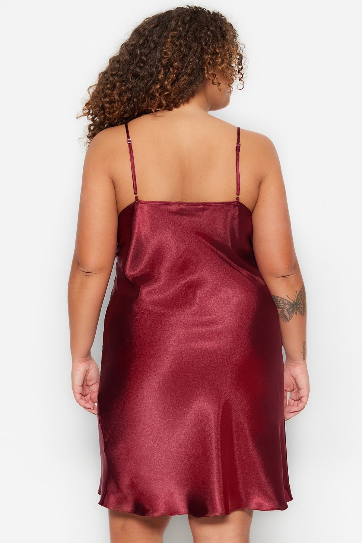 Burgundy Satin Lace Nightgown Tbbss23ai00012