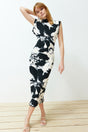 Multicolor Floral Round Neck Wadded Bodycone/body Fit Knitted Maxi Pencil Dress Twoss24el00841