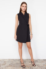 Stone Double Breasted Pleated Detailed Mini Woven Dress Twoss24el00793