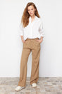 Camel 100% Tencel™ Pleated High Waist Wide Leg Jeans Twoss24je00209