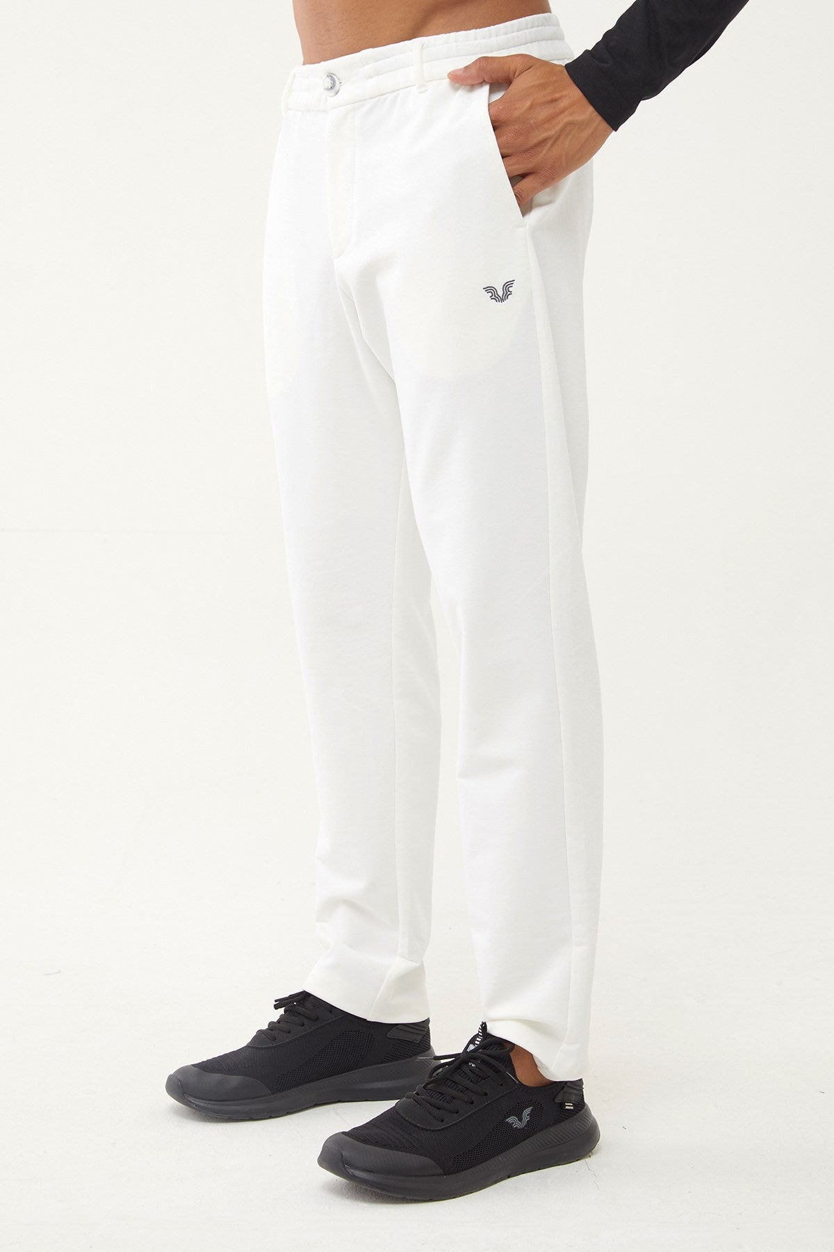 Men's White Organic Cotton Sports Tracksuit Bottoms 0801 Tb23my05s0801-1