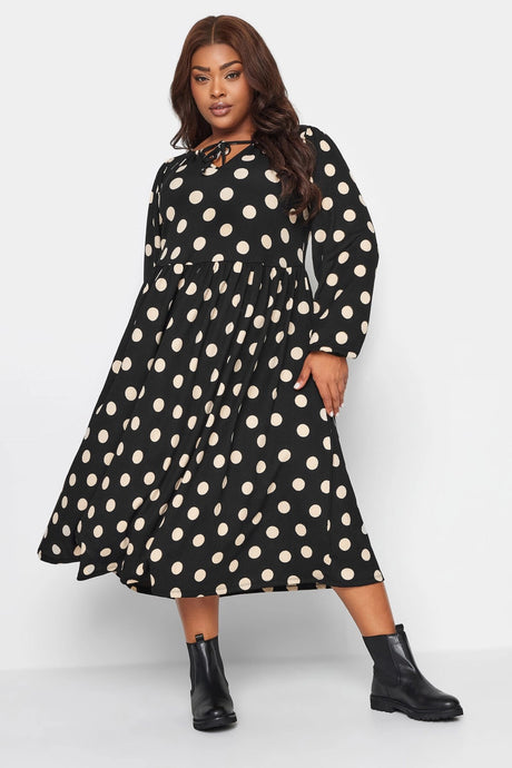 Plus Size Tie Polka Dot Pattern Long Dress 137626 Byk-23y-137625