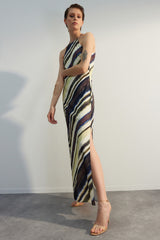 Multi Color Sleeveless Shift/straight Cut Maxi Lined Woven Dress Twoss23el02238