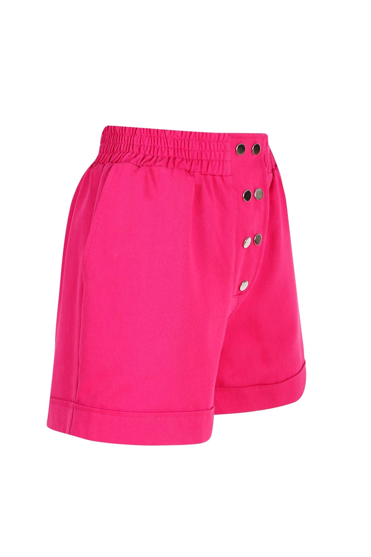 Women's Green Staple Detailed Waist Part Elastic Shorts Lg-oz263-srt