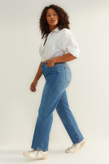 Dark Blue High Waist Additional Feature Not Available Straight Plus Size Jeans Tbbaw24cj00045