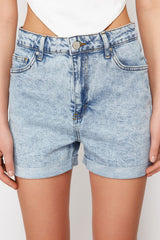 Black Leg Pleated Denim Shorts & Bermuda Twoss24sr00100