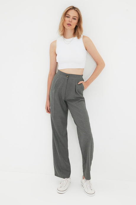 Grey Straight/straight Cut Woven Pants Twoaw22pl0321