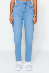 Light Blue High Waist Mom Jeans Twoss23je00067