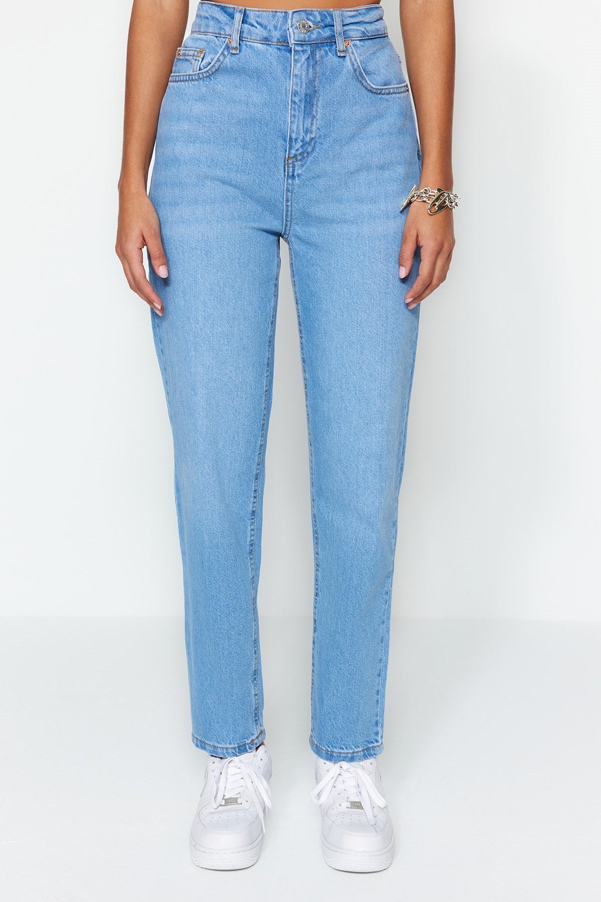 Light Blue High Waist Mom Jeans Twoss23je00067